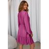 image:imageDokotoo Womens Dresses Spring Summer Elegant Lace Hollow Out Embroidered V Neck Long Sleeve Casual ALine Swing Mini DressRosy