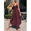 image:imageDokotoo Womens Jumpsuits Spaghetti Straps Ruched Drawstring Knit Wide Leg Romper Casual Jumpsuits with PocketsWine Red