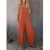 image:imageDokotoo Womens Loose Sleeveless Jumpsuits Adjustable Spaghetti Strap Stretchy Long Pant Romper Jumpsuit with PocketsA Rust Red