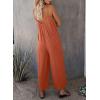 image:imageDokotoo Womens Loose Sleeveless Jumpsuits Adjustable Spaghetti Strap Stretchy Long Pant Romper Jumpsuit with PocketsA Rust Red