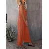 image:imageDokotoo Womens Loose Sleeveless Jumpsuits Adjustable Spaghetti Strap Stretchy Long Pant Romper Jumpsuit with PocketsA Rust Red
