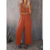 image:imageDokotoo Womens Loose Sleeveless Jumpsuits Adjustable Spaghetti Strap Stretchy Long Pant Romper Jumpsuit with PocketsA Rust Red