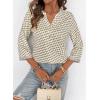 image:imageDokotoo Womens Tops Spring Summer 34 Length Sleeve Fashion TShirts V Neck Button Down Dressy Casual Loose Basic Tee BlousesFloral Brown