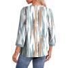 image:imageDokotoo Womens Tops Spring Summer 34 Length Sleeve Fashion TShirts V Neck Button Down Dressy Casual Loose Basic Tee BlousesFloral White