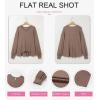 image:imageDokotoo Womens Waffle Knit Tops Fashion 2026 Long Lantern Sleeve Casual Blouses V Neck Oversized T ShirtsBrown