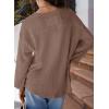 image:imageDokotoo Womens Waffle Knit Tops Fashion 2026 Long Lantern Sleeve Casual Blouses V Neck Oversized T ShirtsBrown