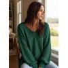 image:imageDokotoo Womens Waffle Knit Tops Fashion 2026 Long Lantern Sleeve Casual Blouses V Neck Oversized T ShirtsGreen