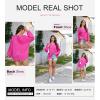 image:imageDokotoo Womens Waffle Knit Tops Fashion 2026 Long Lantern Sleeve Casual Blouses V Neck Oversized T ShirtsHot Pink