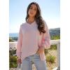 image:imageDokotoo Womens Waffle Knit Tops Fashion 2026 Long Lantern Sleeve Casual Blouses V Neck Oversized T ShirtsPink