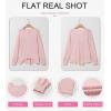image:imageDokotoo Womens Waffle Knit Tops Fashion 2026 Long Lantern Sleeve Casual Blouses V Neck Oversized T ShirtsPink