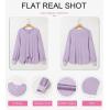 image:imageDokotoo Womens Waffle Knit Tops Fashion 2026 Long Lantern Sleeve Casual Blouses V Neck Oversized T ShirtsPurple