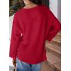 image:imageDokotoo Womens Waffle Knit Tops Fashion 2026 Long Lantern Sleeve Casual Blouses V Neck Oversized T ShirtsRed