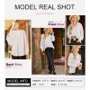 image:imageDokotoo Womens Waffle Knit Tops Fashion 2026 Long Lantern Sleeve Casual Blouses V Neck Oversized T ShirtsWhite