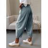image:imageDokotoo Womens Wide Leg Casual Pants for Summer Spring Cotton Baggy Loose Lounge Harem Pants Comfort Vacation OutfitsMineral Blue