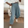 image:imageDokotoo Womens Wide Leg Casual Pants for Summer Spring Cotton Baggy Loose Lounge Harem Pants Comfort Vacation OutfitsMineral Blue