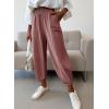 image:imageDokotoo Womens Wide Leg Casual Pants for Summer Spring Cotton Baggy Loose Lounge Harem Pants Comfort Vacation OutfitsMineral Red