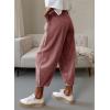 image:imageDokotoo Womens Wide Leg Casual Pants for Summer Spring Cotton Baggy Loose Lounge Harem Pants Comfort Vacation OutfitsMineral Red