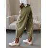 image:imageDokotoo Womens Wide Leg Casual Pants for Summer Spring Cotton Baggy Loose Lounge Harem Pants Comfort Vacation OutfitsMoss Green