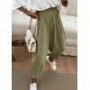 image:imageDokotoo Womens Wide Leg Casual Pants for Summer Spring Cotton Baggy Loose Lounge Harem Pants Comfort Vacation OutfitsMoss Green