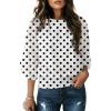 image:imageDokotoo Womens Blouses Dressy Casual Boat Neck Flowy Chiffon Blouses Poncho Batwing TopsA Polka Dot White