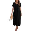 image:imageDokotoo Womens Long Shirts Casual Maxi Dress Summer Dresses Swimsuit Coverups for Women Short Sleeve Beach Dress Sundress Plus Size Black Dresses M
