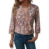 image:imageDokotoo Womens Tops Spring Summer 34 Length Sleeve Fashion TShirts V Neck Button Down Dressy Casual Loose Basic Tee BlousesFloral Multicoloured