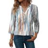 image:imageDokotoo Womens Tops Spring Summer 34 Length Sleeve Fashion TShirts V Neck Button Down Dressy Casual Loose Basic Tee BlousesFloral White
