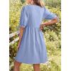 image:imageDokotoo Summer Dresses for Women 2026 Casual V Neck Bow Tie Short Sleeve Empire Waist ALine Mini DressBlue