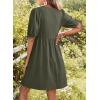 image:imageDokotoo Summer Dresses for Women 2026 Casual V Neck Bow Tie Short Sleeve Empire Waist ALine Mini DressGreen