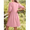 image:imageDokotoo Summer Dresses for Women 2026 Casual V Neck Bow Tie Short Sleeve Empire Waist ALine Mini DressPink