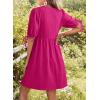 image:imageDokotoo Summer Dresses for Women 2026 Casual V Neck Bow Tie Short Sleeve Empire Waist ALine Mini DressRose Red