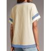 image:imageDokotoo Womens Summer Tops 2026 Colorblock V Neck Short Sleeve T Shirts Dressy Casual Clothes Vacation OutfitsApricot