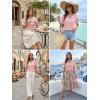 image:imageDokotoo Womens Summer Tops 2026 Colorblock V Neck Short Sleeve T Shirts Dressy Casual Clothes Vacation OutfitsLight Pink