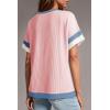 image:imageDokotoo Womens Summer Tops 2026 Colorblock V Neck Short Sleeve T Shirts Dressy Casual Clothes Vacation OutfitsLight Pink