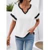 image:imageDokotoo Womens Summer Tops 2026 Colorblock V Neck Short Sleeve T Shirts Dressy Casual Clothes Vacation OutfitsWhite