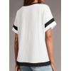 image:imageDokotoo Womens Summer Tops 2026 Colorblock V Neck Short Sleeve T Shirts Dressy Casual Clothes Vacation OutfitsWhite