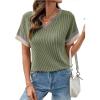 image:imageDokotoo Womens Summer Tops 2026 Colorblock V Neck Short Sleeve T Shirts Dressy Casual Clothes Vacation OutfitsArmy Green