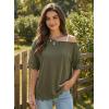 image:imageDokotoo Womens Summer Tops 2026 Oversized Short Sleeve Shirts Casual Loose Lace Patchwork Tshirt Fashion OutfitsArmy Green