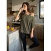 image:imageDokotoo Womens Summer Tops 2026 Oversized Short Sleeve Shirts Casual Loose Lace Patchwork Tshirt Fashion OutfitsArmy Green