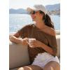 image:imageDokotoo Womens Summer Tops 2026 Oversized Short Sleeve Shirts Casual Loose Lace Patchwork Tshirt Fashion OutfitsBrown