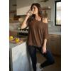 image:imageDokotoo Womens Summer Tops 2026 Oversized Short Sleeve Shirts Casual Loose Lace Patchwork Tshirt Fashion OutfitsBrown
