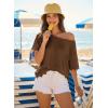 image:imageDokotoo Womens Summer Tops 2026 Oversized Short Sleeve Shirts Casual Loose Lace Patchwork Tshirt Fashion OutfitsBrown