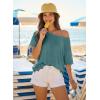 image:imageDokotoo Womens Summer Tops 2026 Oversized Short Sleeve Shirts Casual Loose Lace Patchwork Tshirt Fashion OutfitsCyan
