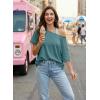 image:imageDokotoo Womens Summer Tops 2026 Oversized Short Sleeve Shirts Casual Loose Lace Patchwork Tshirt Fashion OutfitsCyan