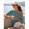 image:imageDokotoo Womens Summer Tops 2026 Oversized Short Sleeve Shirts Casual Loose Lace Patchwork Tshirt Fashion OutfitsCyan