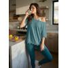 image:imageDokotoo Womens Summer Tops 2026 Oversized Short Sleeve Shirts Casual Loose Lace Patchwork Tshirt Fashion OutfitsCyan