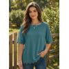 image:imageDokotoo Womens Summer Tops 2026 Oversized Short Sleeve Shirts Casual Loose Lace Patchwork Tshirt Fashion OutfitsCyan