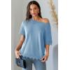 image:imageDokotoo Womens Summer Tops 2026 Oversized Short Sleeve Shirts Casual Loose Lace Patchwork Tshirt Fashion OutfitsSky Blue