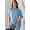 image:imageDokotoo Womens Summer Tops 2026 Oversized Short Sleeve Shirts Casual Loose Lace Patchwork Tshirt Fashion OutfitsSky Blue