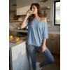 image:imageDokotoo Womens Summer Tops 2026 Oversized Short Sleeve Shirts Casual Loose Lace Patchwork Tshirt Fashion OutfitsSky Blue